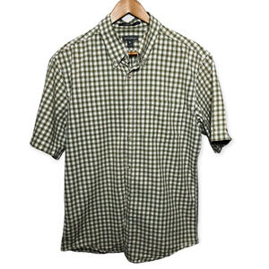 Eddie Bauer Men's Green Plaid Short Sleeve Classic Fit Button-Down Shirt Size M